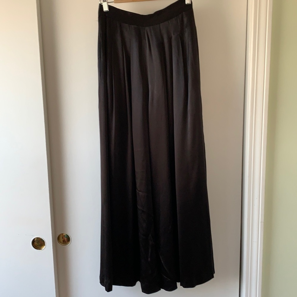 St John x Griffith Gray Black Satin Wide Leg Pants 4